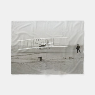 Wright Brothers Flyer First Plane Flight Aviation Fleece Blanket