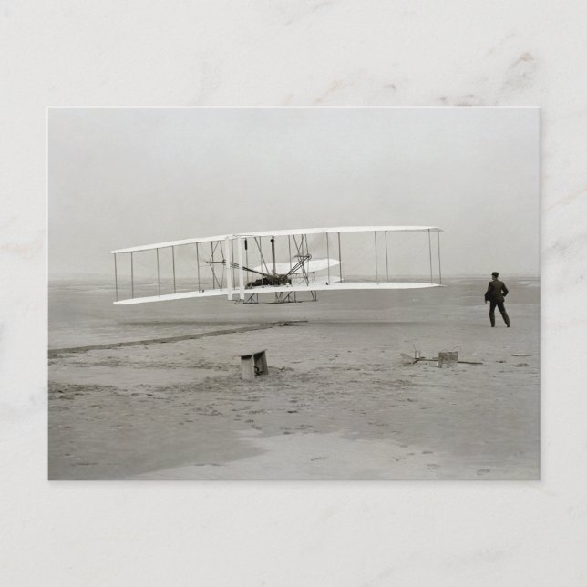 Wright Brothers Flyer First Plane Flight Aviation Postcard (Front)