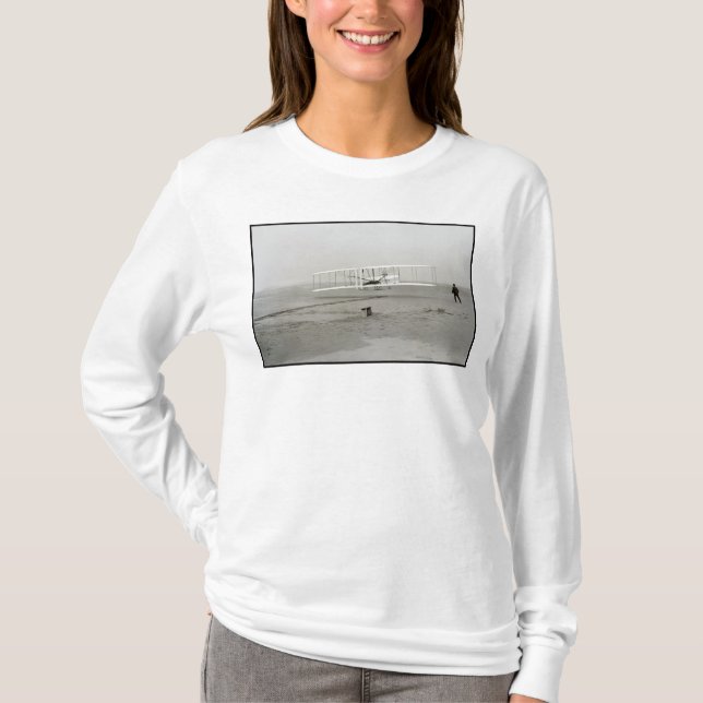 Wright Brothers Flyer First Plane Flight Aviation T-Shirt (Front)
