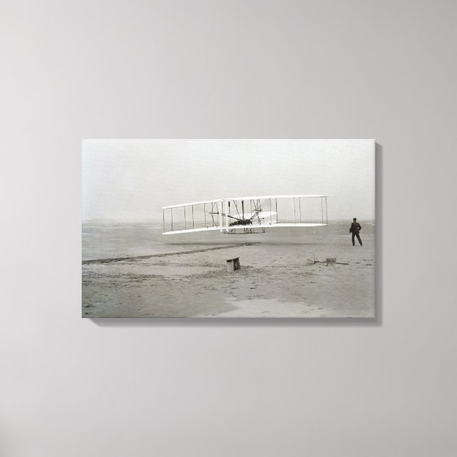 Wright Brothers Kitty Hawk First Flight Airplane Canvas Print (Front)