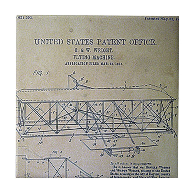Wright Brothers Patent Design Tile (Front)