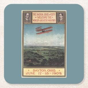Wright Brothers Plane Square Paper Coaster