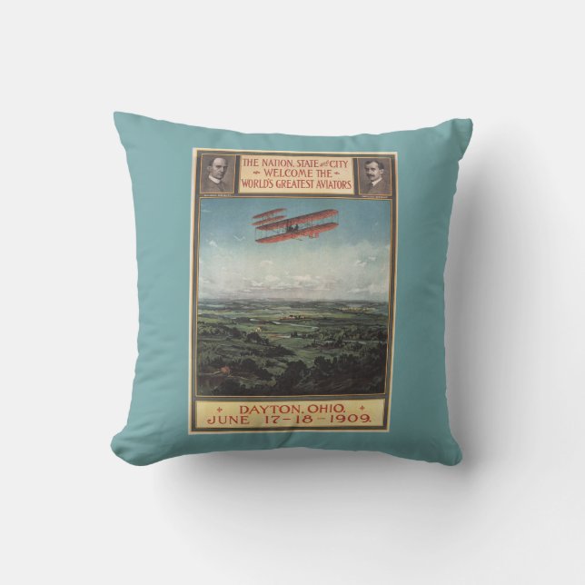 Wright Brothers Plane Throw Pillow (Front)
