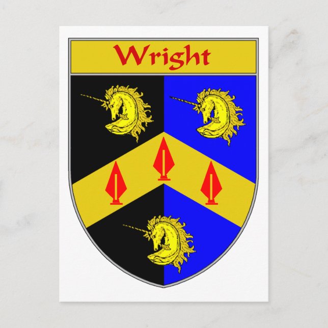 Wright Coat of Arms/Family Crest Postcard (Front)