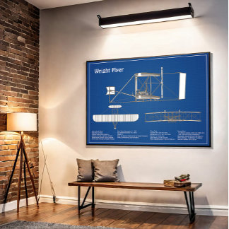 Wright Flyer- Airplane Blueprint Drawing Plans ABD Poster