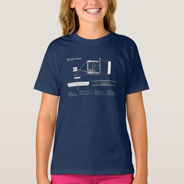 Wright Flyer- Airplane Blueprint Drawing Plans ABD T-Shirt (Front)