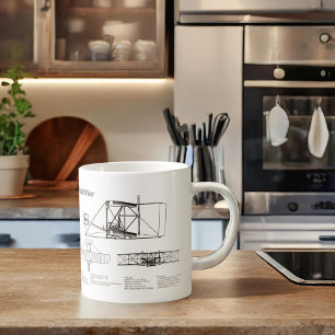 Wright Flyer- Airplane Blueprint Drawing Plans BD Coffee Mug