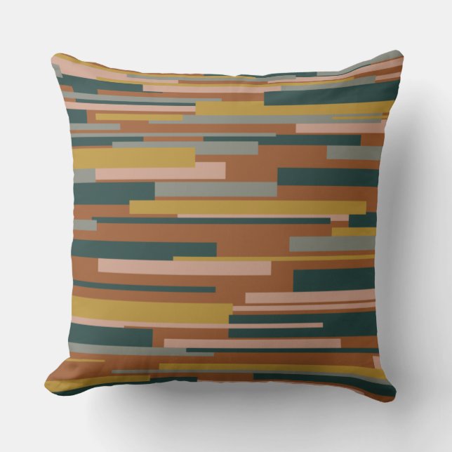 Wright Midcentury Modern Geometric Pattern Rust Throw Pillow (Front)