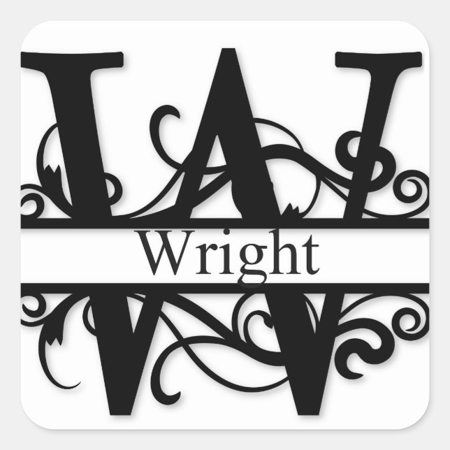 Wright Monogram Square Sticker (Front)
