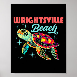 Wrightsville Beach Nc Artistic Sea Turtle Retro  Poster
