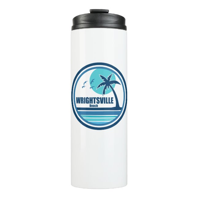 Wrightsville Beach North Carolina Palm Tree Birds Thermal Tumbler (Front)
