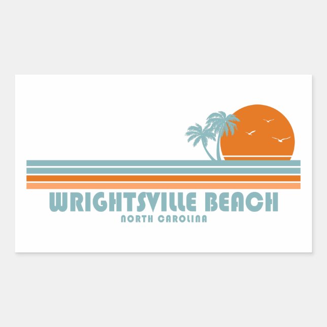 Wrightsville Beach North Carolina Sun Palm Trees Sticker (Front)