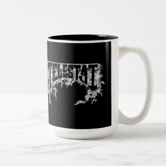 wrinkled chrome Telestai logo Two-Tone Coffee Mug