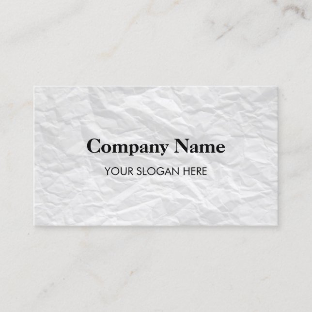 Wrinkled paper background business card design (Front)