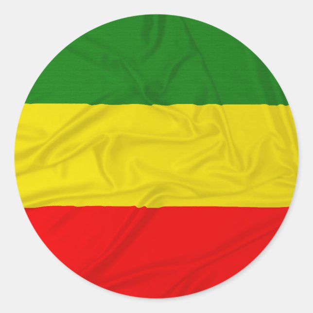 Wrinkled Rastafarian Flag Classic Round Sticker (Front)