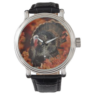 wristwatch featuring a wild tom turkey