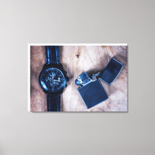 wristwatch with  lighter canvas print