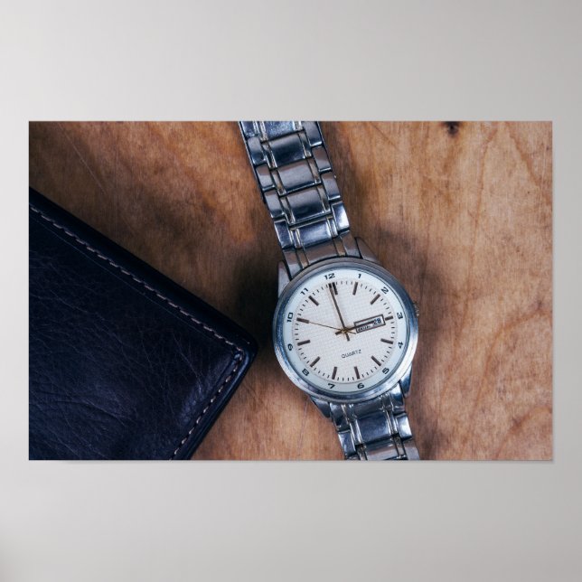 wristwatch with wallet purse poster (Front)
