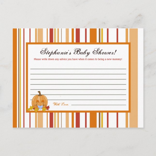 Writable Advice Card Autumn Fall Pumpkin Baby (Front)