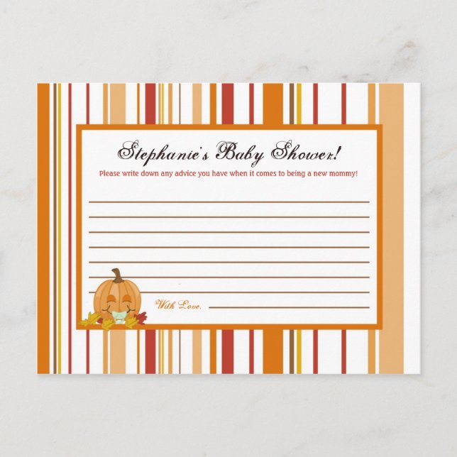 Writable Advice Card Autumn Fall Pumpkin Baby (Front)