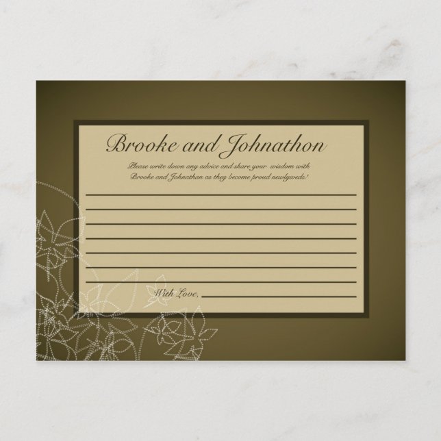 Writable Advice Card Autumn Floral Fall Brown (Front)