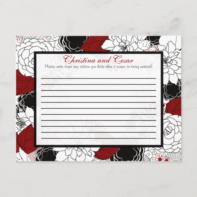 Writable Advice Card Black Flowers Red leaves (Front)