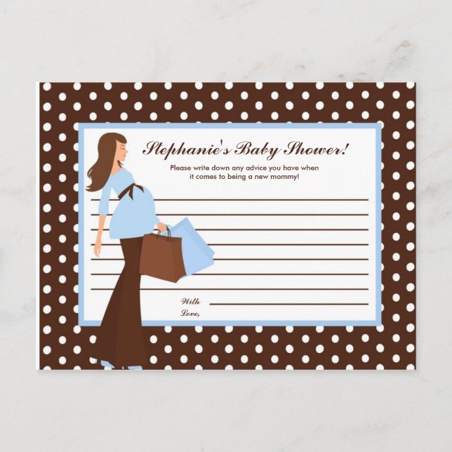 Writable Advice Card Blue Mod Mom Polka Dots (Front)