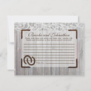 Writable Advice Card Horse Shoes on Wood Lace