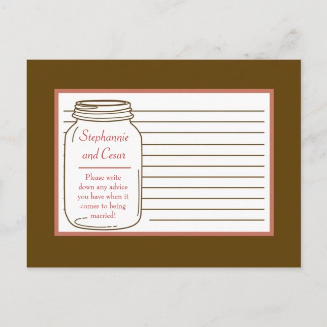 Writable Advice Card Pink/Brown Mason Jars (Front)