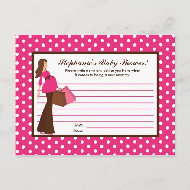 Writable Advice Card Pink Mod Mom Polka Dots (Front)