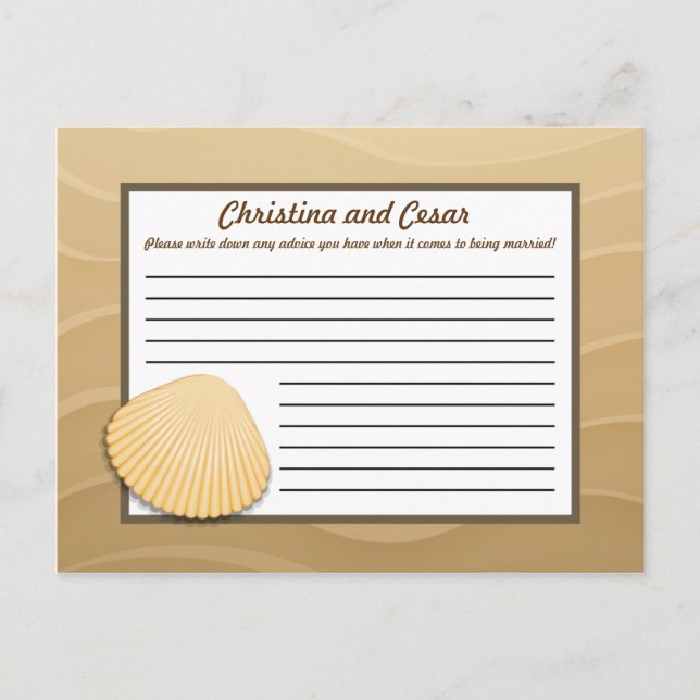 Writable Advice Card Seashells on Sandy Beach star (Front)