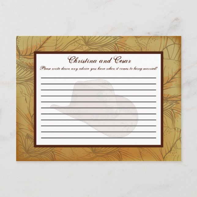 Writable Advice Card Western Cowgirl Hat/Boots Bro (Front)