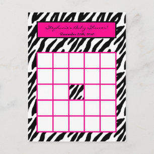 Writable Bingo Card Hot Pink Zebra Print