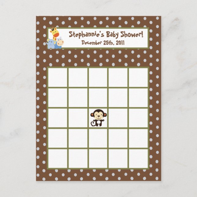 Writable Bingo Card Jungle Play (Front)