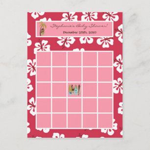 Writable Bingo Card Pink Hawaiian Luau Tropical