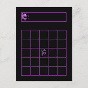 Writable Bingo Card Sweet 16 Purple Lilac Black