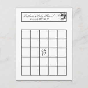 Writable Bingo Card Sweet 16 Silver White Party