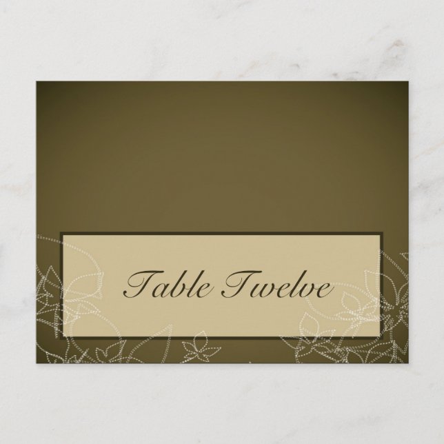 Writable Place Card Autumn Floral Fall Brown (Front)