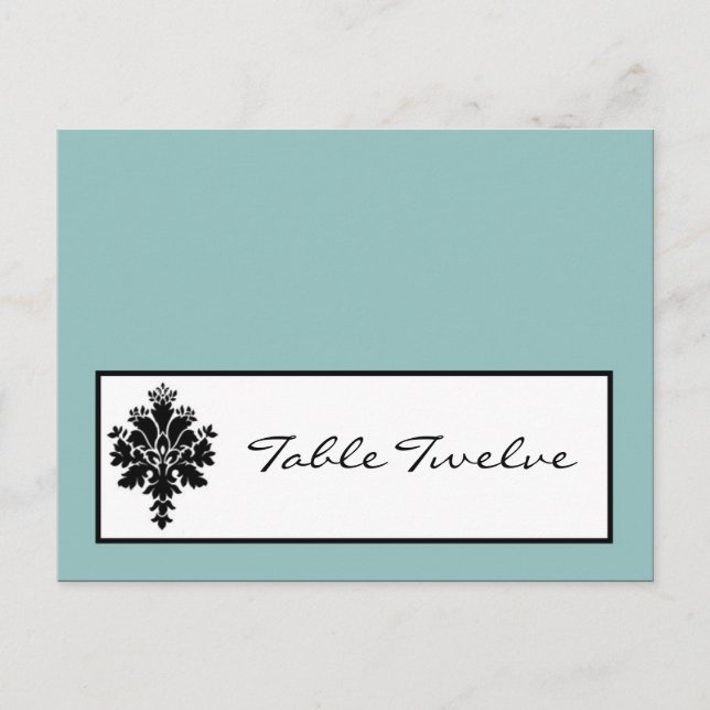 Writable Place Card Black Damask Lace (Front)