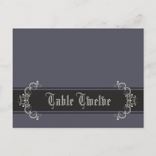Writable Place Card Black Tie Affair Grey Elegant (Front)