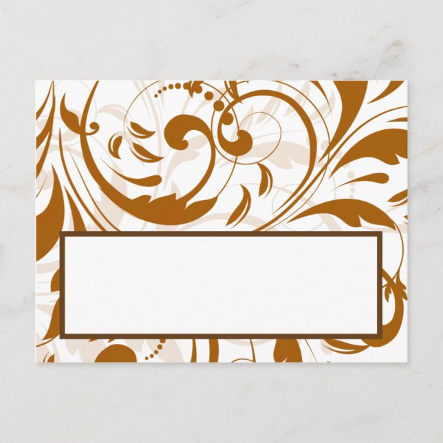 Writable Place Card Damask Autumn (Front)
