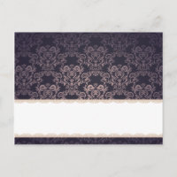 Writable Place Card Deep Purple Damask