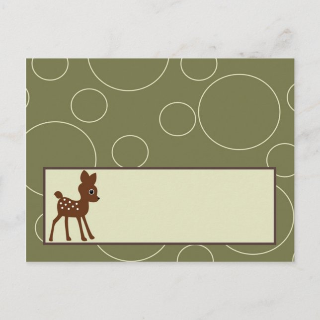 Writable Place Card Forrest Animal Owl Deer Bird (Front)