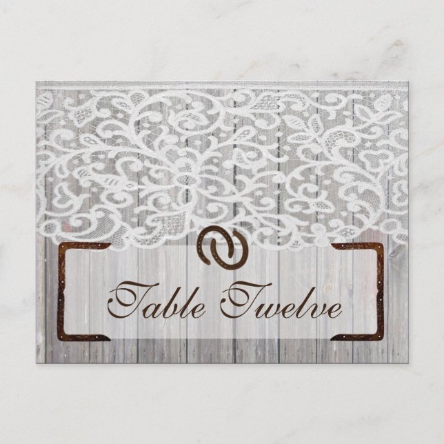Writable Place Card Horse Shoes on Wood Lace (Front)