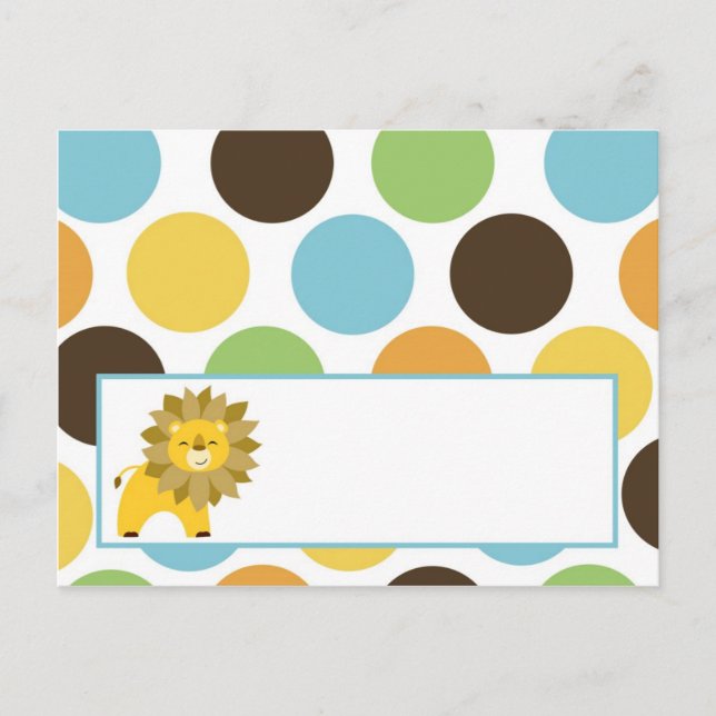 Writable Place Card Jungle King Lion Safari Zoo (Front)