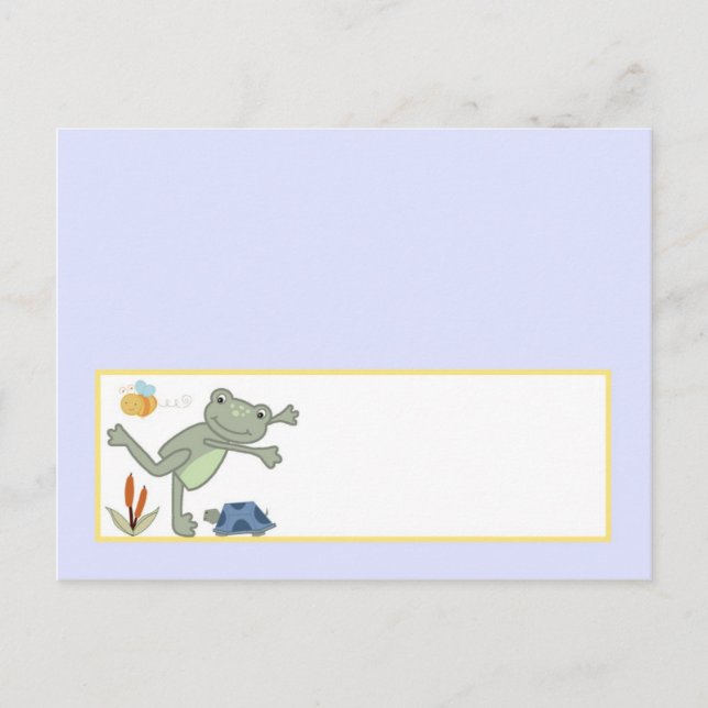 Writable Place Card Leap Frog Turtle Bee Dragonfly (Front)