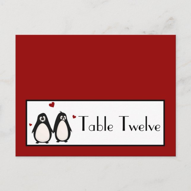 Writable Place Card Penguin Love Couple Mate for (Front)