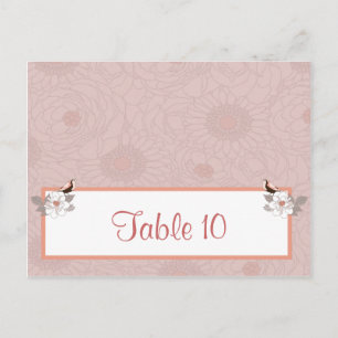 Writable Place Card Pink/Brown Floral Love Birds A