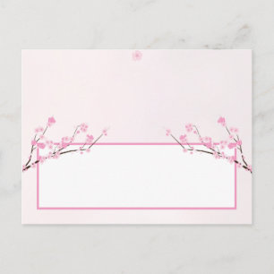 Writable Place Card Pink Cherry Blossom
