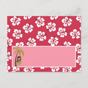 Writable Place Card Pink Hawaiian Luau Tropical
